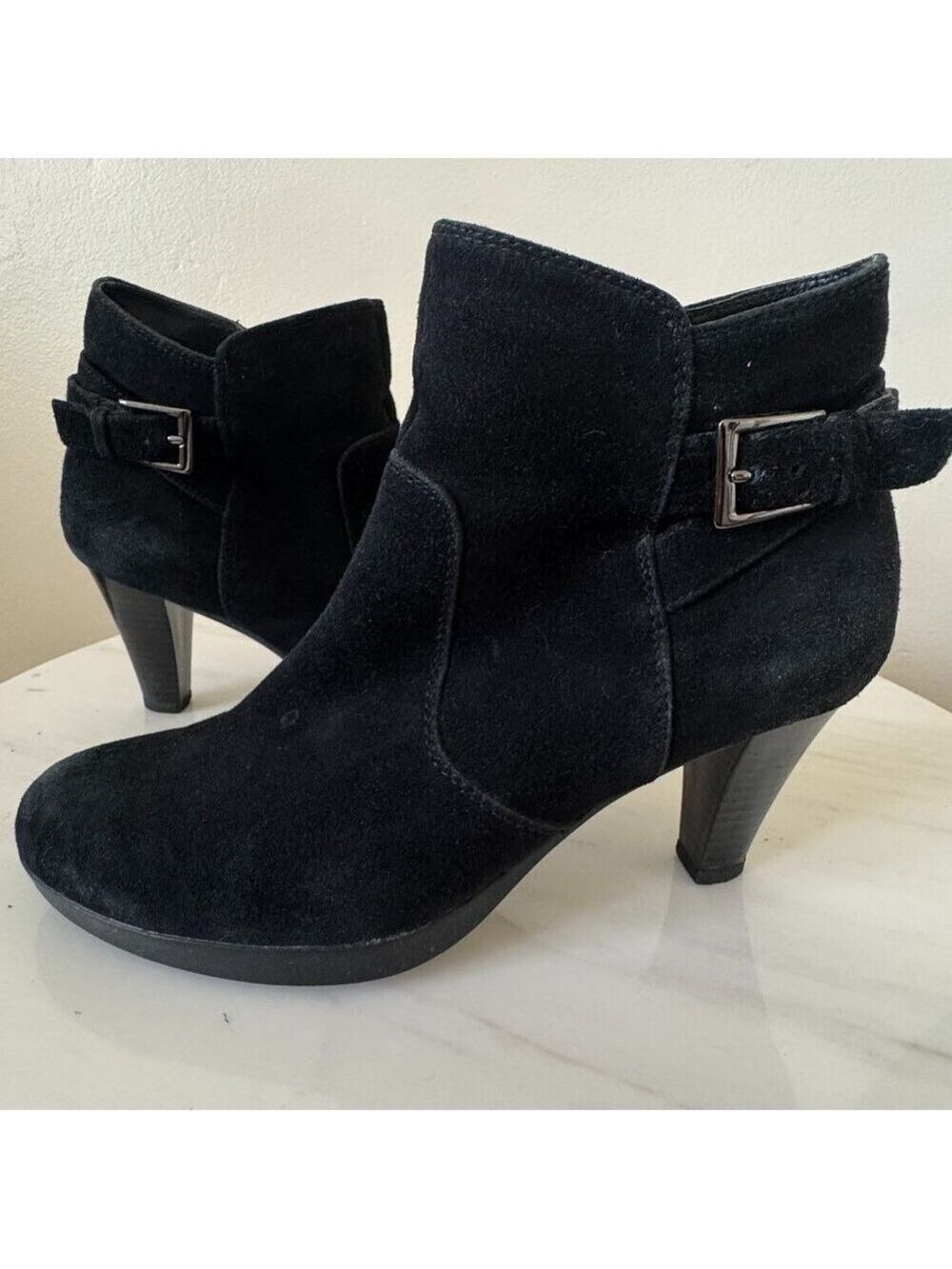 Blondo Isla Ankle Booties, AquaProtect Black Suede, Size 7.5